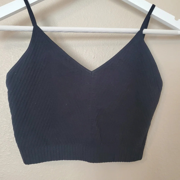 Spiritual Gangster Black Ribbed Row Crop Top XS/S - Picture 4 of 6